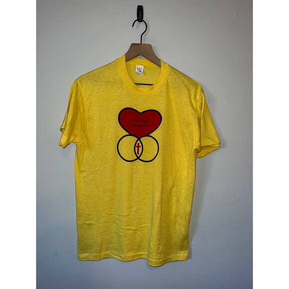 1980s Vintage Marriage Encounter Jesus Cross Love Heart Shirt 80s VTG Large - Picture 1 of 9